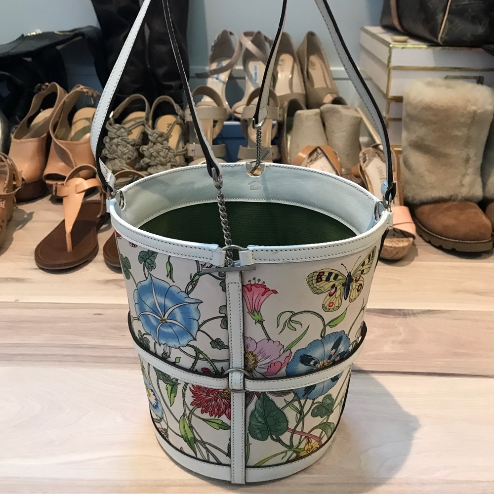 GUCCI | VINTAGE FLORA BUCKET PICNIC BAG - Picture 1 of 8